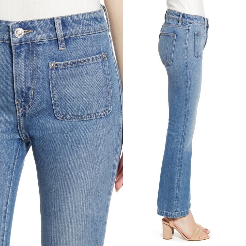 Current/Elliott The Cropped Bootcut Fairwater Wash Cotton Jeans